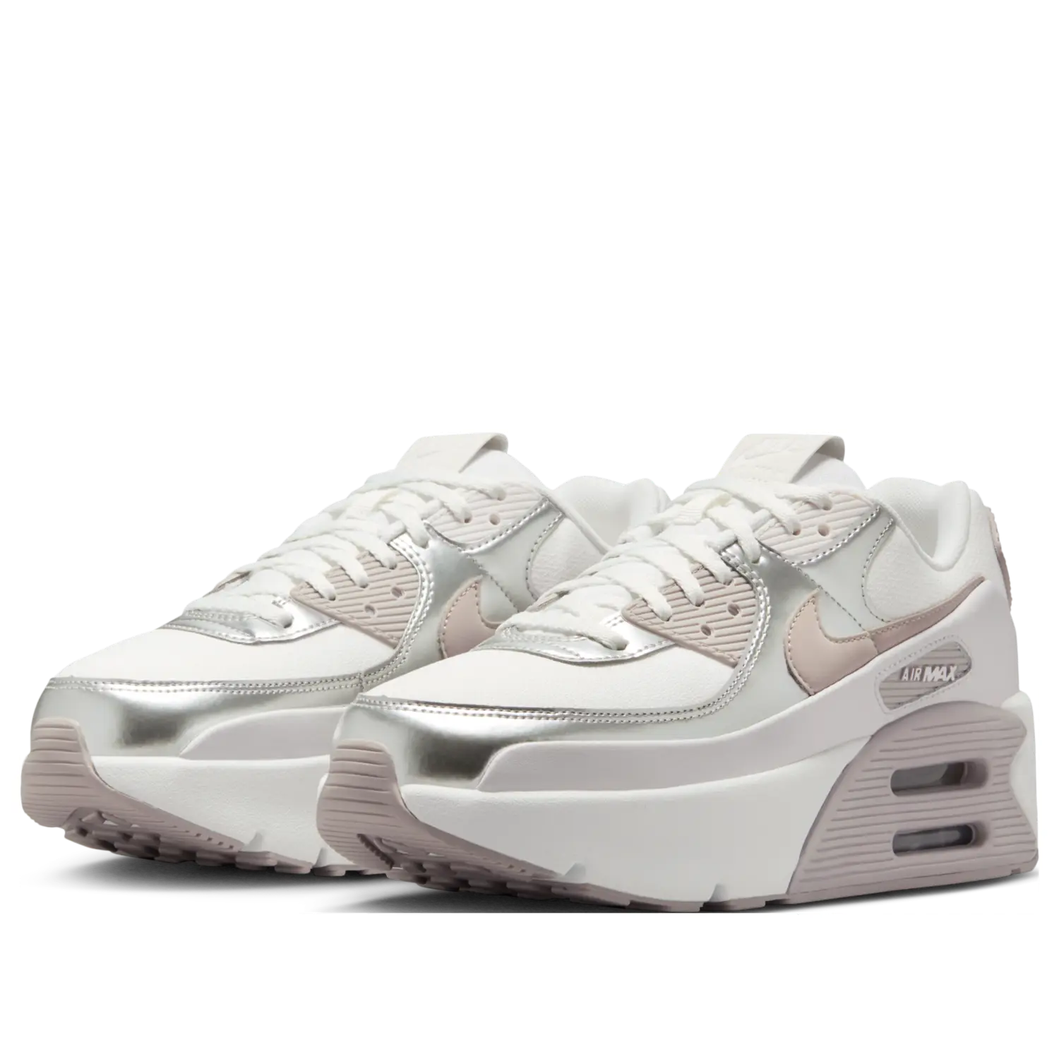 Кроссовки (WMNS) Nike Air Max 90 LV8 'Summit White Bust Gray Metallic Platinum' — фото 4