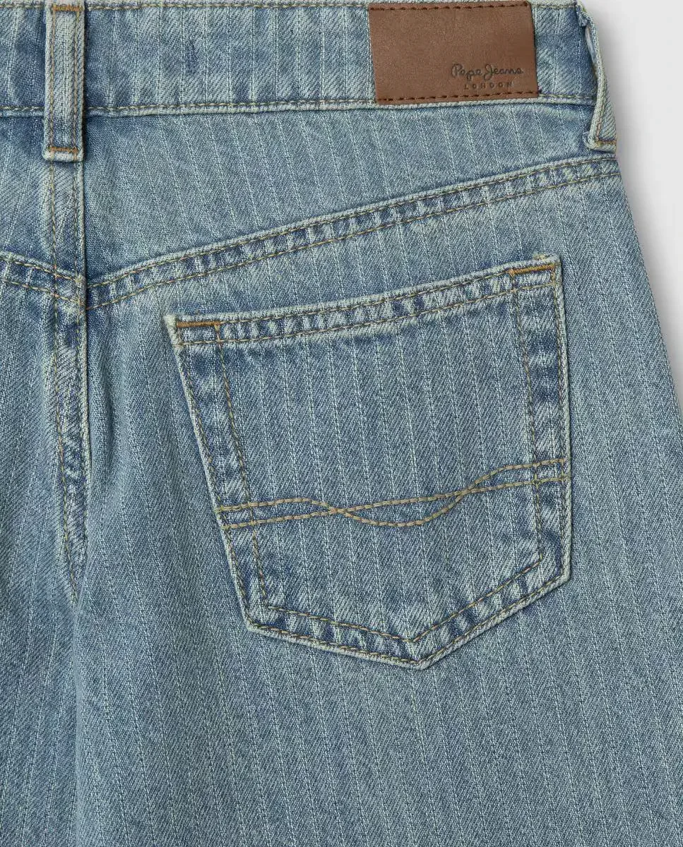 Полосатые джинсы Wide Leg Lexy для девочки Pepe Jeans, светло-голубой — фото 4
