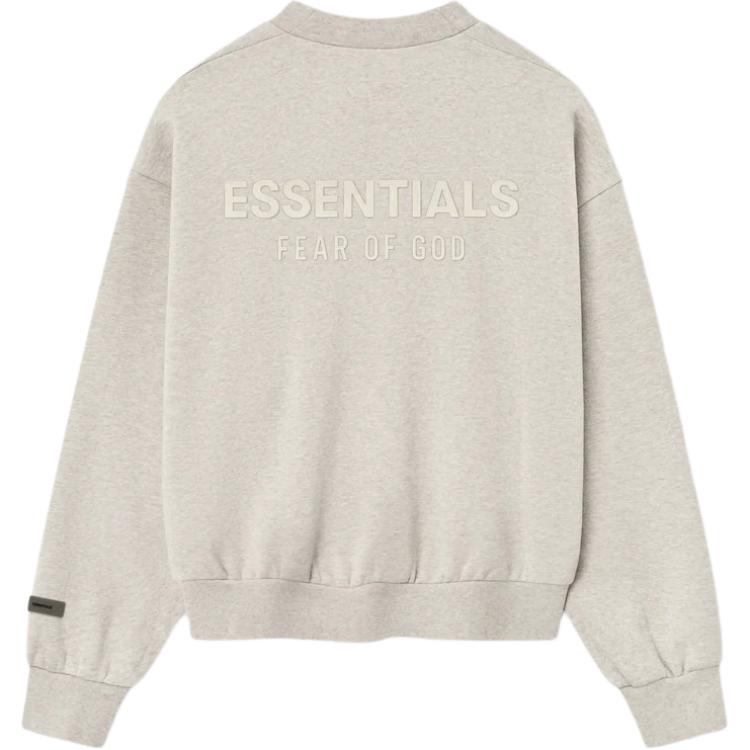 Хлопковый свитшот с круглым вырезом Fear Of God Essentials, белый/серый — фото 2
