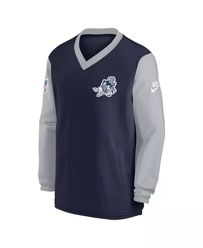 Толстовка Men's Navy Dallas Cowboys 2023 Sideline V-Neck Pullover Windshirt Nike — фото 3