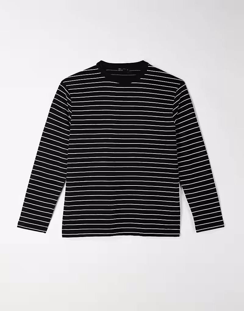 

Свободная футболка с длинным рукавом в черно-белую полоску Asos Design, Черный, Свободная футболка с длинным рукавом в черно-белую полоску Asos Design