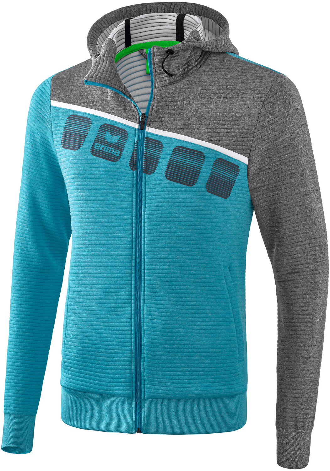

Спортивная куртка erima 5 C mit Kapuze, цвет oriental blue melange/grau melange/weiss