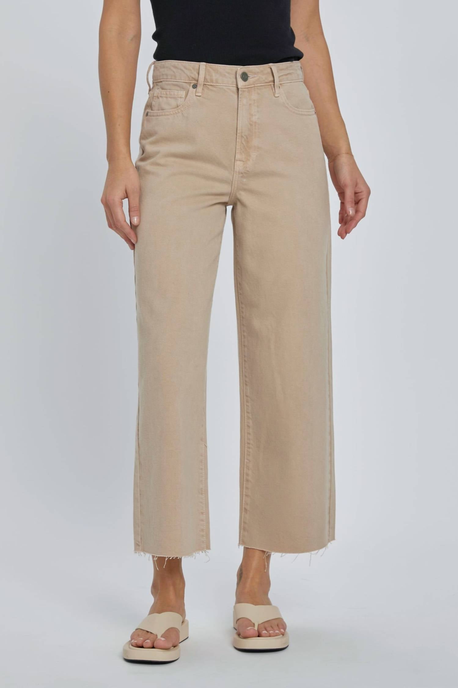 

Укороченные джинсы Nori Clean Wide Leg цвета хаки HIDDEN