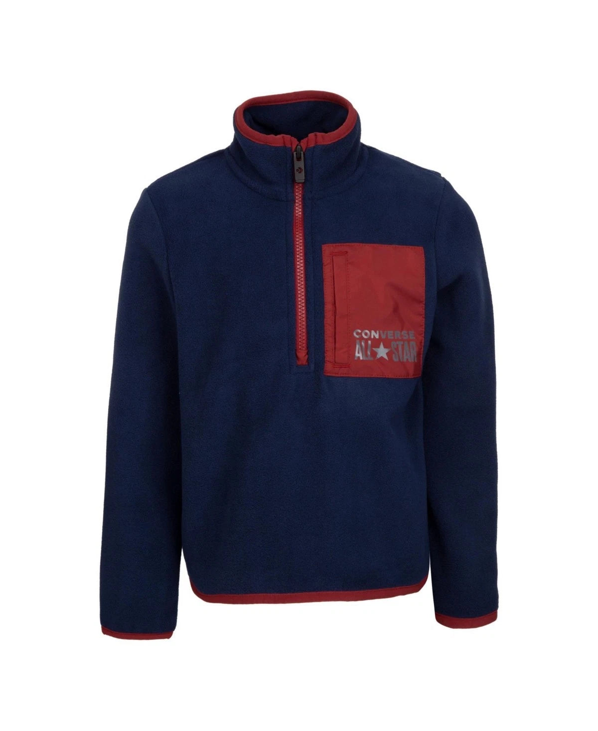 

Детская толстовка Converse, синяя, флисовая, с длинными рукавами и застежкой-молнией до половины, цвет RED543