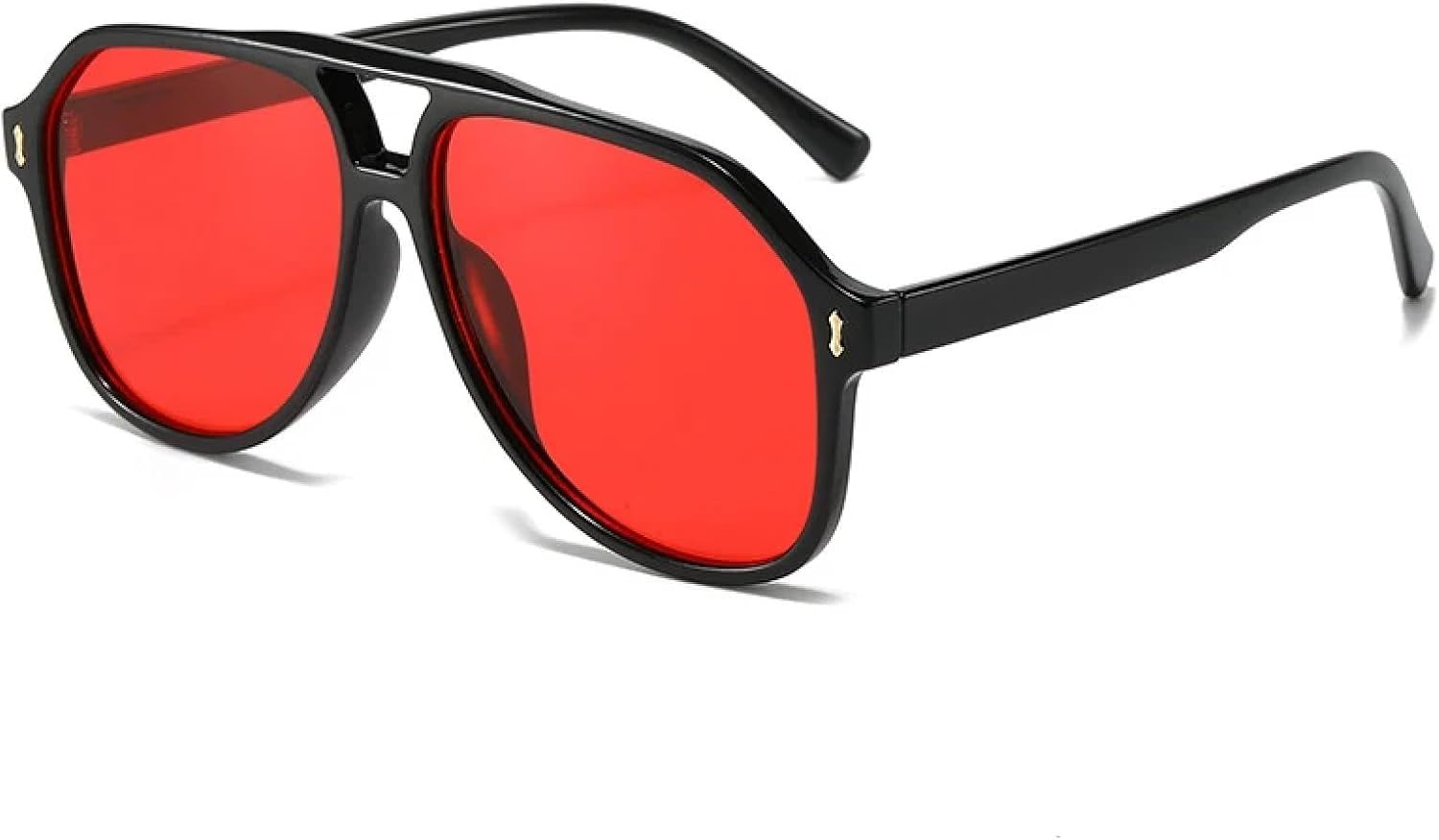 

Солнцезащитные очки для женщин и мужчин, увеличенного размера, с двойной перемычкой, винтажные, с заклепками, в стиле панк, с защитой от УФ-излучения UV400 UATXTAU, Black Red