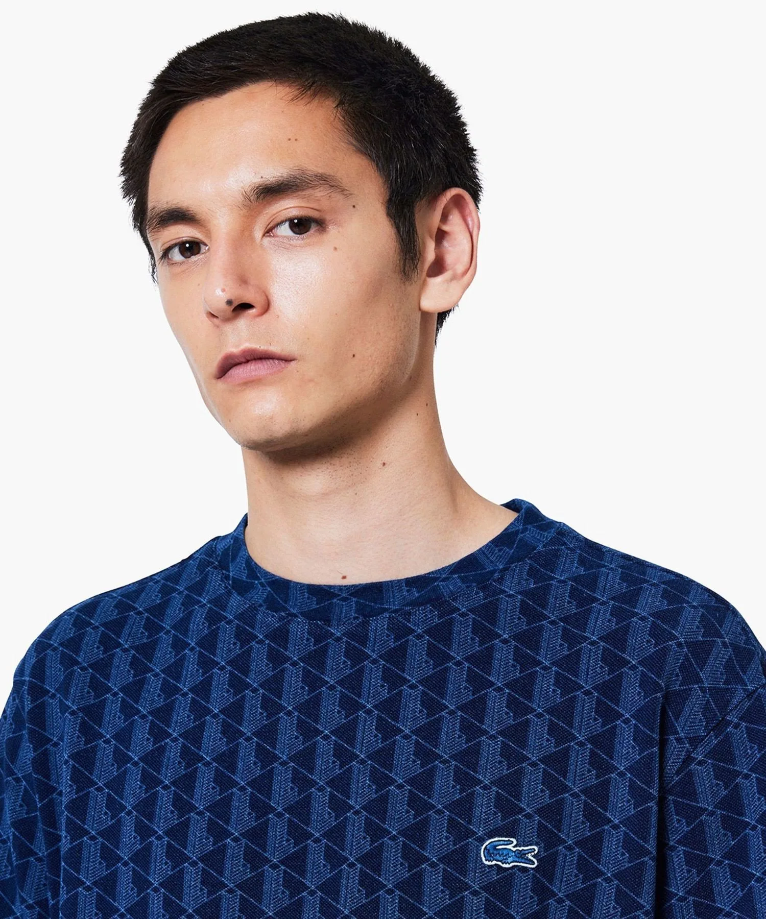 Футболка Lacoste с короткими рукавами, ткань пике, монограмма, цвет индиго — фото 3