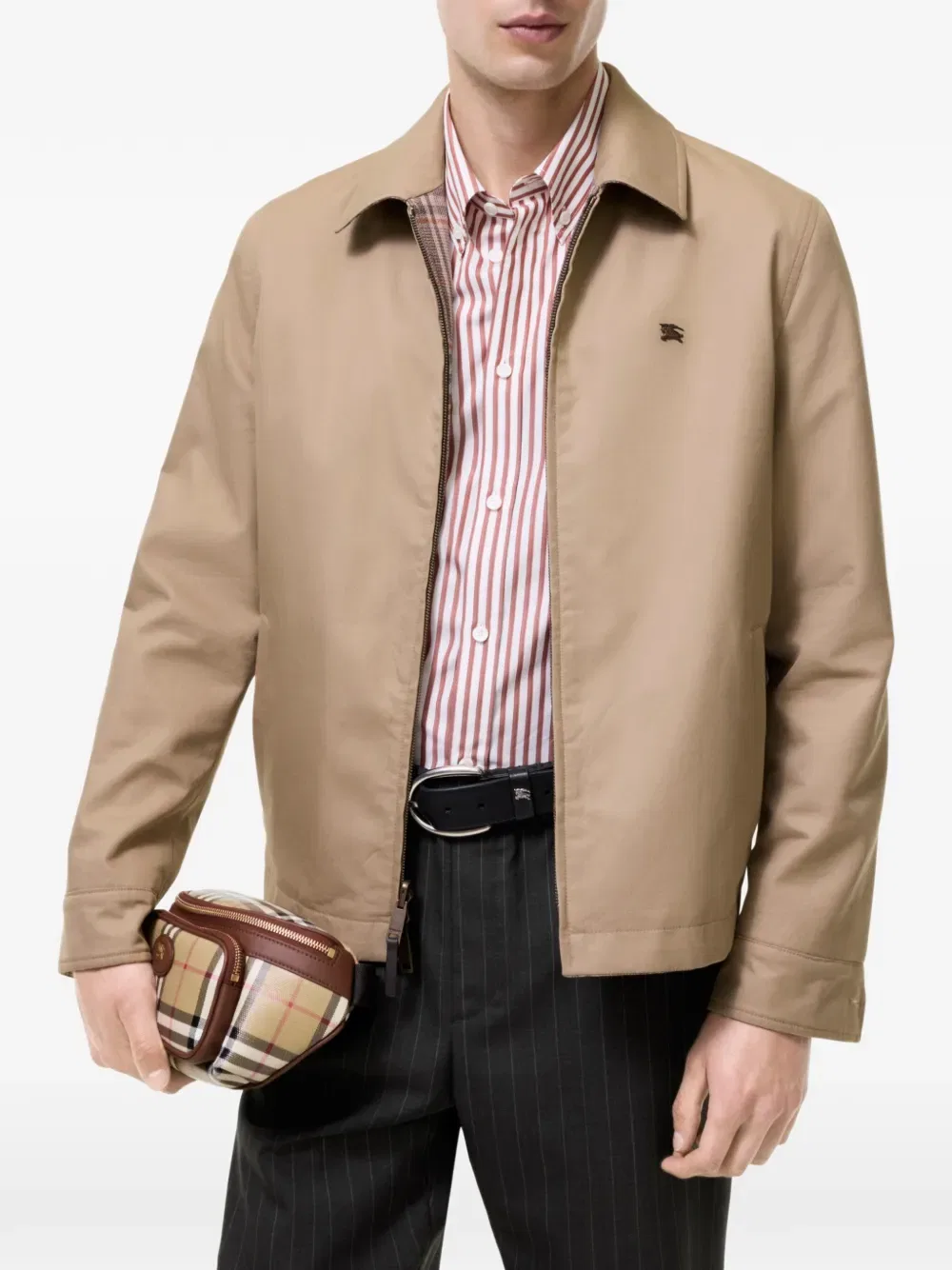 Куртка Burberry Bloomsbury Harrington из тропического габардина, двусторонняя, бежевая — фото 2
