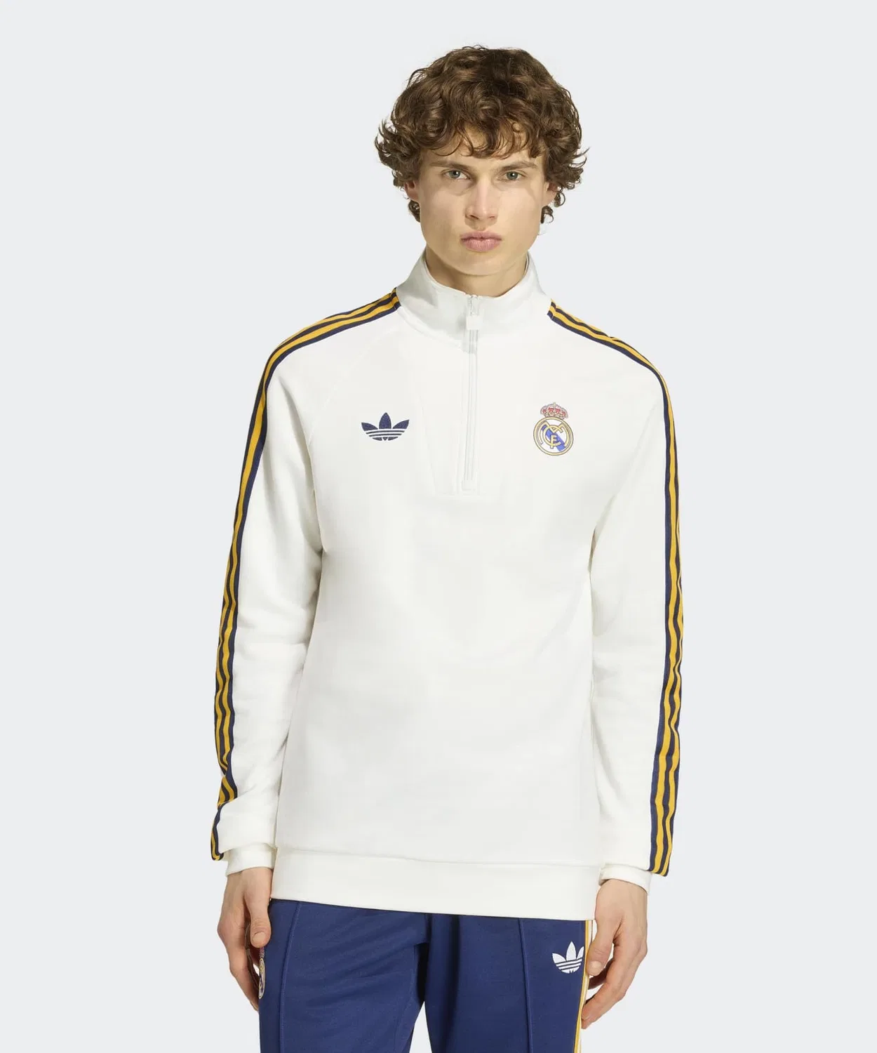 Футбольная кофта полузастежка Real Madrid Originals adidas белая