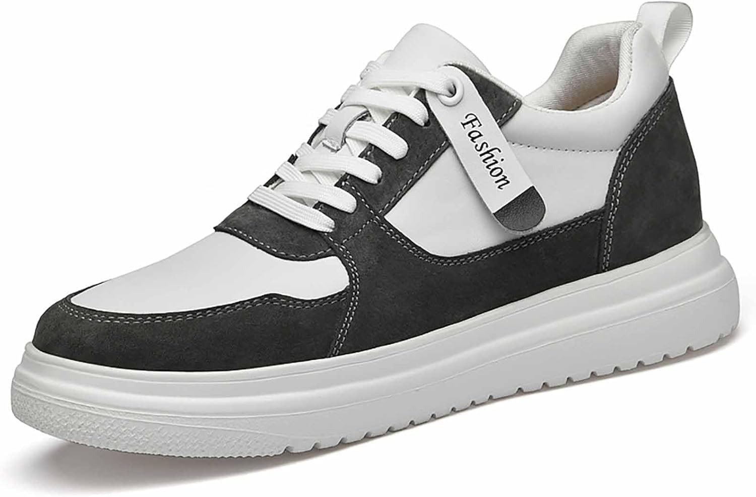 

Мужские кроссовки из натуральной кожи для увеличения роста, повседневные с мягкой подошвой и круглым носком, на платформе, слипоны, наружные нескользящие амортизирующие беговые спортивные туфли Difaback, Gray-a