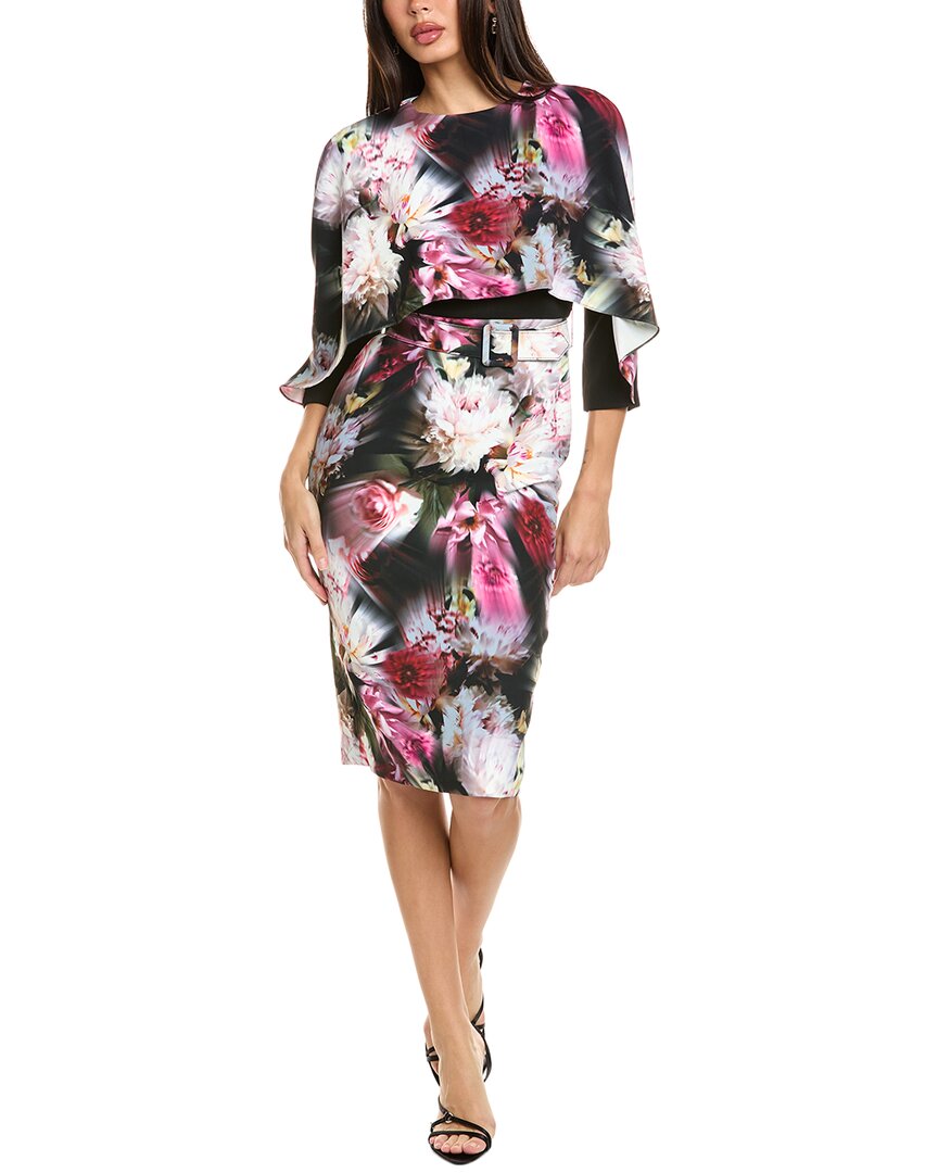 

Платье-футляр Badgley Mischka с накидкой и лифом, черный