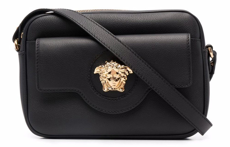 

VERSACE Кожаная сумка через плечо женская черная