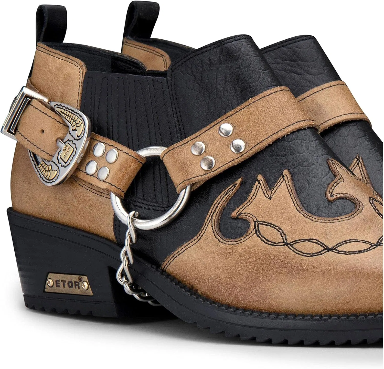Ботинки TruClothing.com Men's Shoes 100% Genuine Leather Brown Wood Brown Snake Leather Western Design — фото 3
