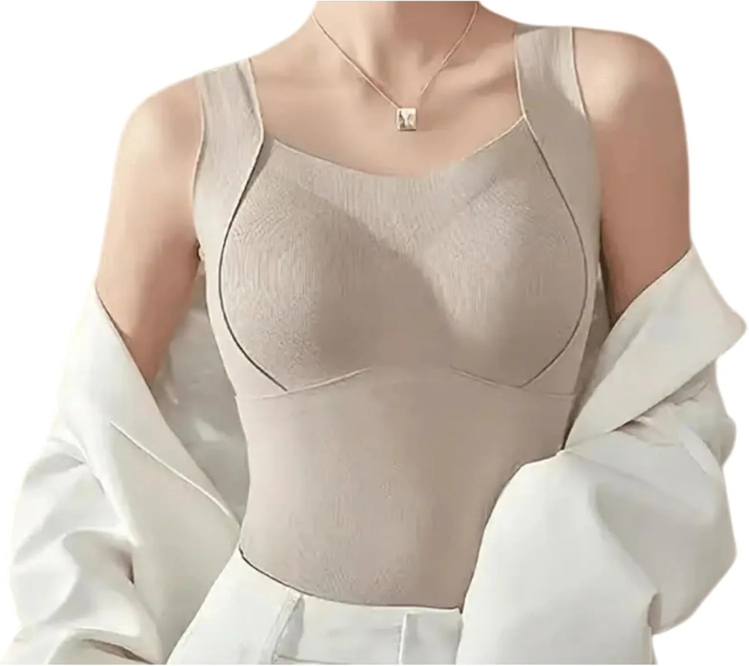 Утепленный топ с бралеттом, 2 в 1 женский термотоп, Cashmere Silk бралетт GENERIC, хаки