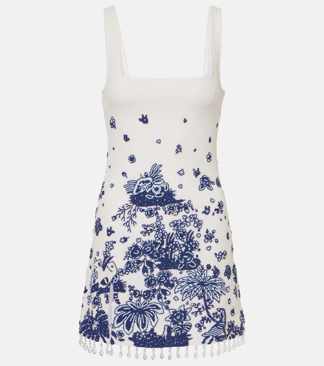 

Мини-платье Le Sable с бахромой и бисером Staud, Blue Toile