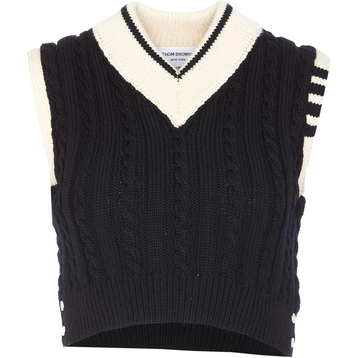 

Кроп топ без рукавов THOM BROWNE, черный