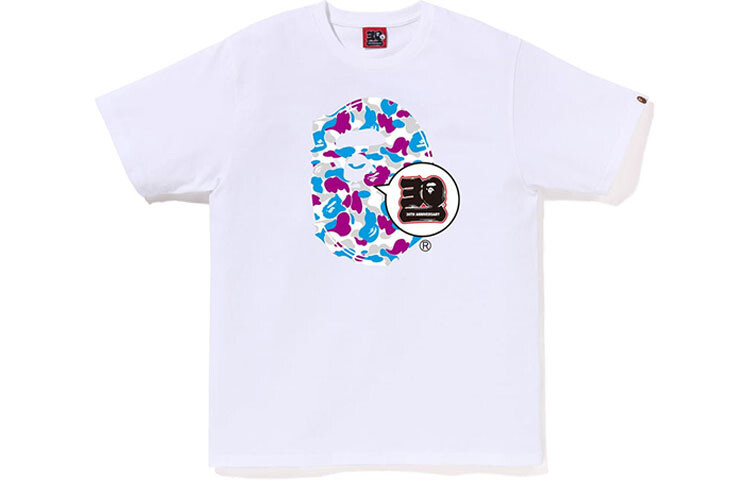 Магазин BAPE Yokohama Bape 30th Anniversary Ape Head Tee Set A Bathing Ape, белый/синий — фото 2