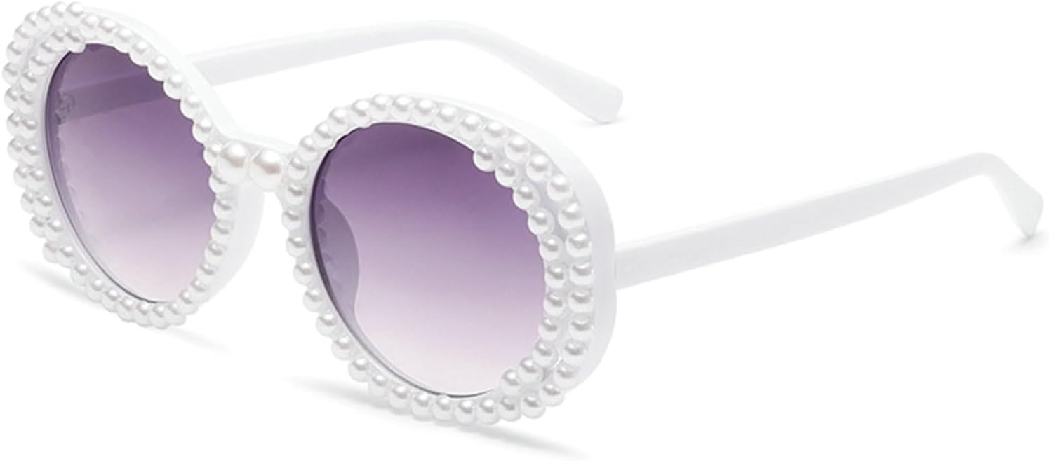 

willochra Милые овальные солнцезащитные очки с жемчугом для женщин, блестящие солнцезащитные очки со стразами, модные градиентные солнцезащитные очки для невесты F25, White