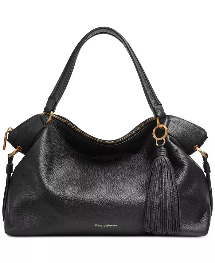 

Donna Karan Glenwood Кожаная сумка-портфель с верхней ручкой и кисточкой Donna Karan New York, серый