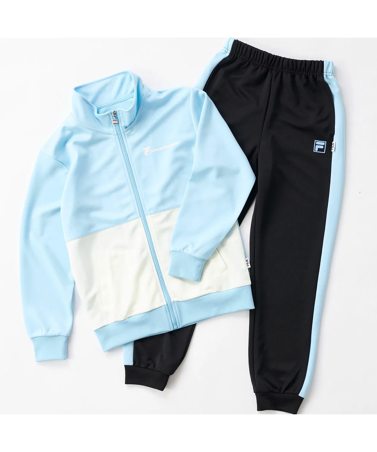 Детский спортивный костюм FILA из полиэстера, двухцветный, 120-160 см, саксонский синий