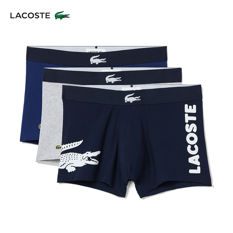 

Трусы-боксеры мужские Lacoste, светло-серый / темно-синий