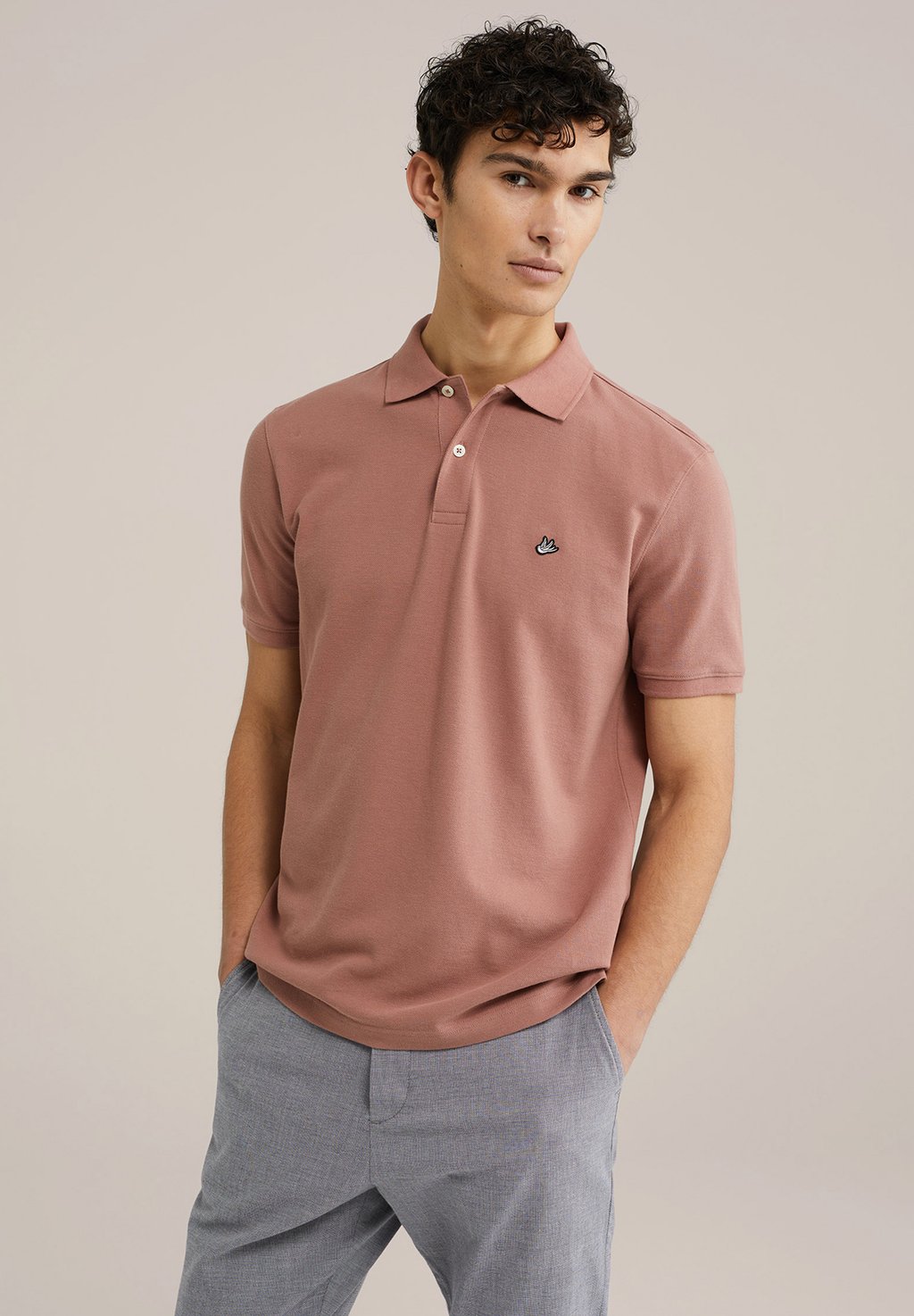 

Рубашка поло WITH STRUCTURE WE Fashion, светло-розовый