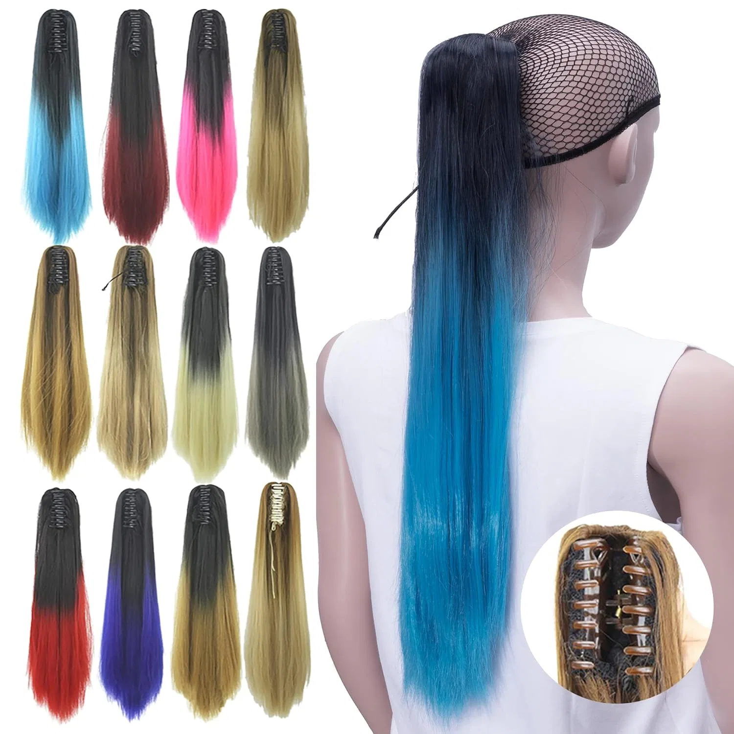 Шиньон-хвост на крабе Ombre Sky Blue от IMISSU Imissu, Ombre Sky Blue