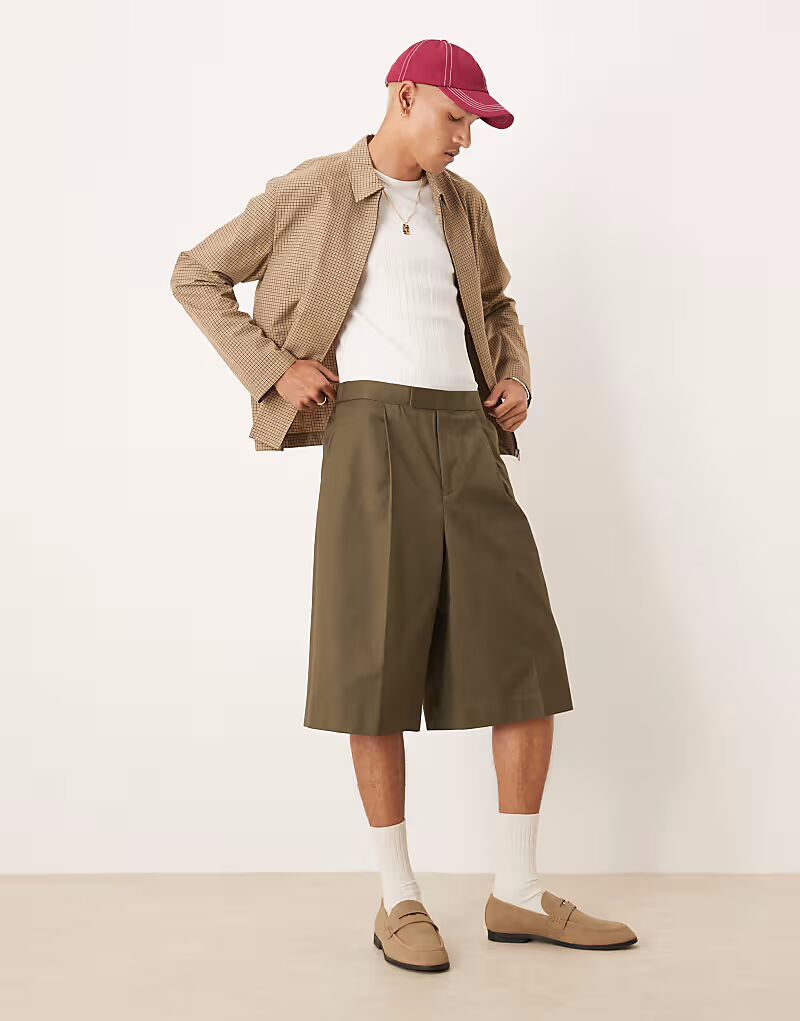 

Элегантные свободные шорты-бермуды ASOS DESIGN цвета хаки