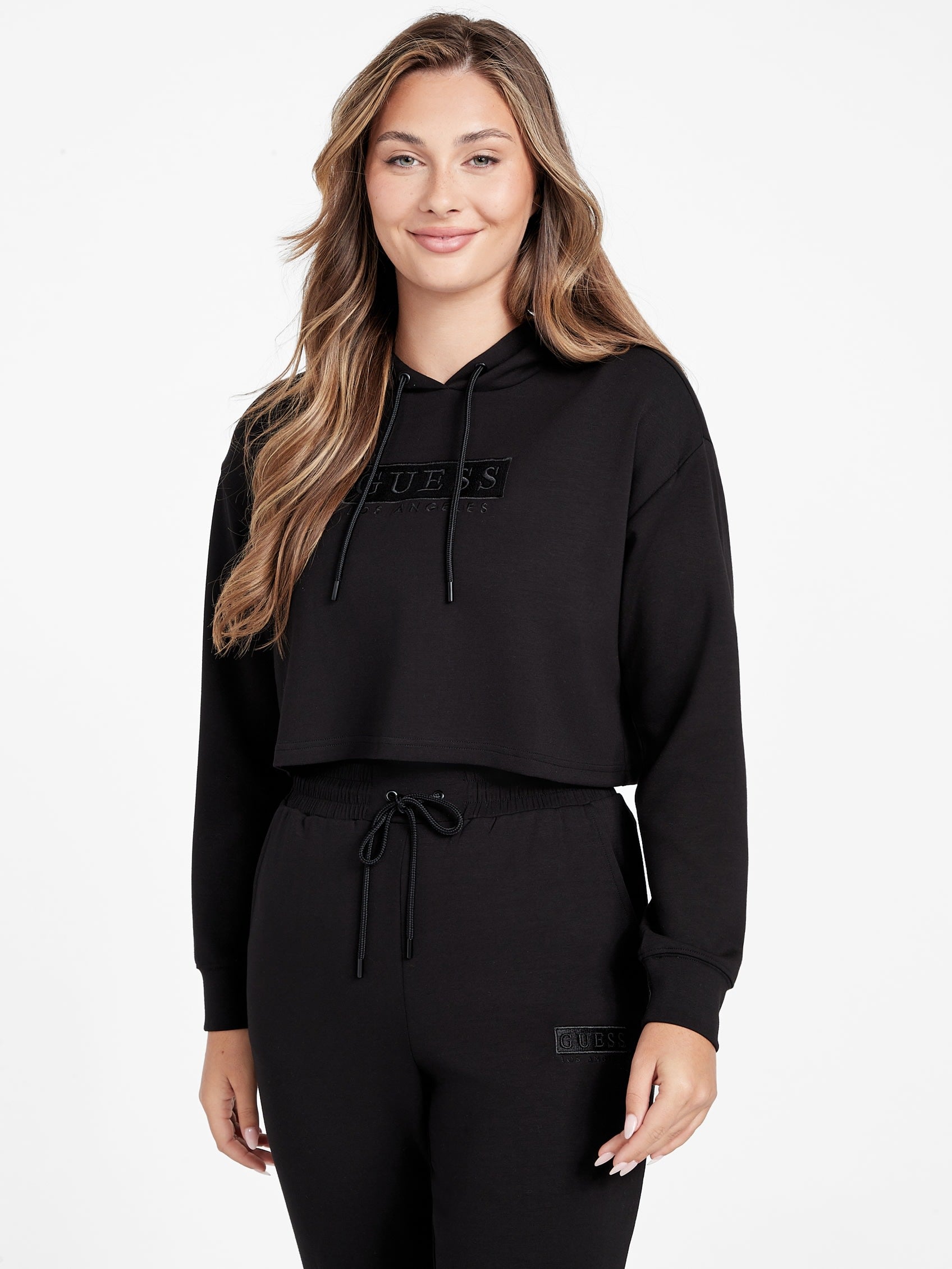 

Укороченная толстовка с капюшоном Carly Logo Guess Factory, черный