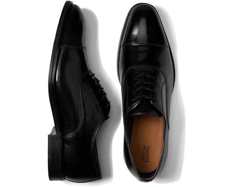 

Оксфорды Johnston & Murphy Meade Cap Toe, цвет Black Italian Calfskin