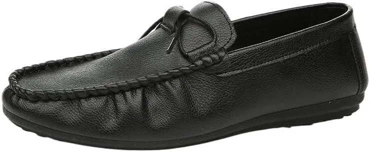 Мокасины мужские Leather Slip-On Loafers, Black UOPYNE