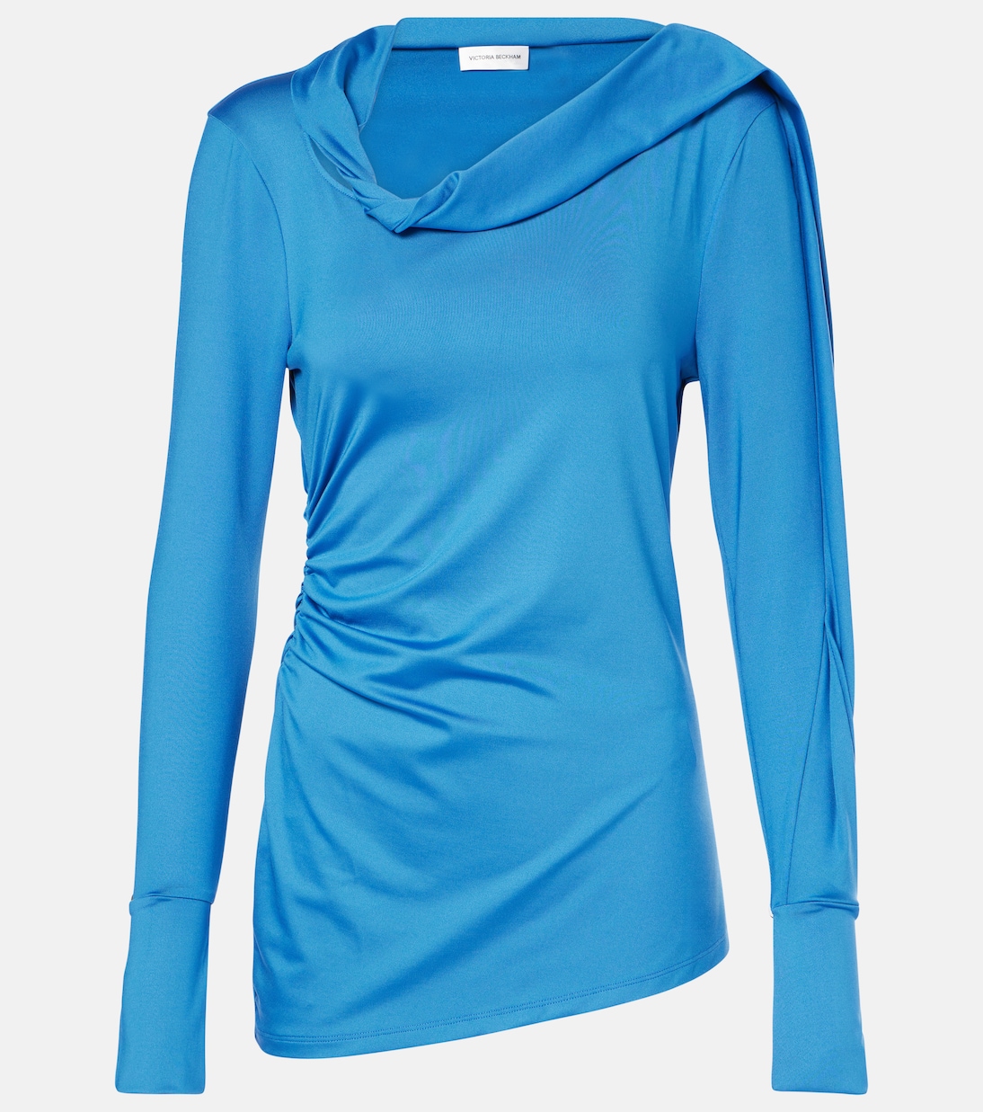 

Асимметричный трикотажный топ со сборками Victoria Beckham, Ocean Blue