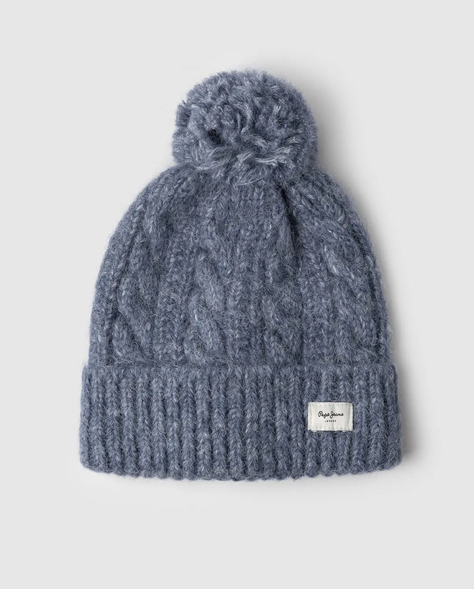 

Женская вязаная шапка с косами Pepe Jeans, синий