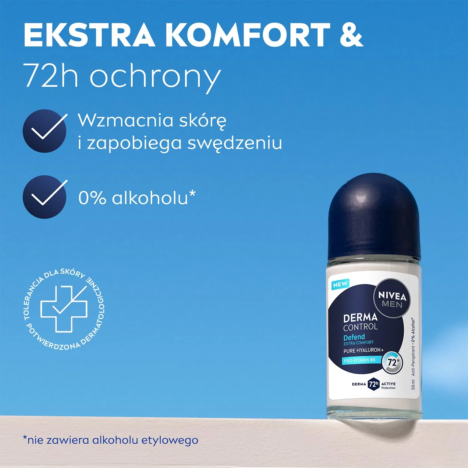Мужской роликовый антиперспирант NIVEA MEN Derma Control Defend, 72 ч защиты, 50 мл (5 шт.) Nivea — фото 2