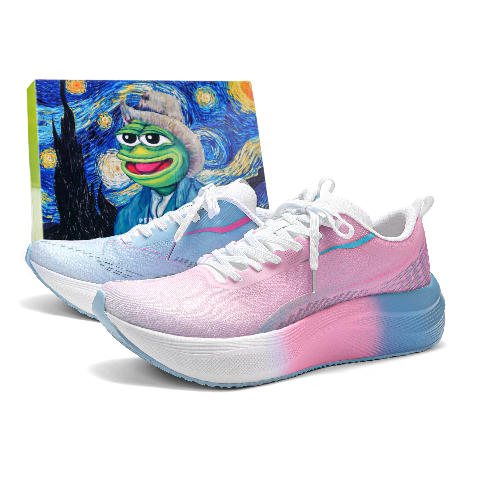 

Кроссовки для бега Low top Unisex с амортизацией, противоскользящие, износостойкие, дышащие, легкие, с отскоком Pepe The Frog, mismatched (random)