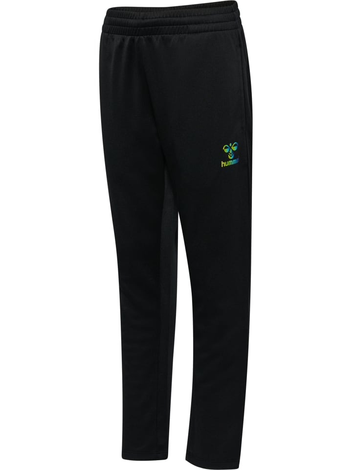 Hummel Детские спортивные брюки Hmlshimmer Multisport с регулируемой талией, цвет черный/салатовый — фото 4