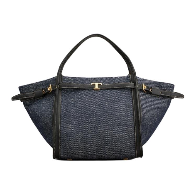 

TOD'S Сумка женская маленькая на одно плечо из ткани и кожи коровы синяя