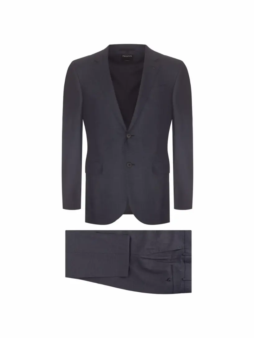 

Шерстяной костюм в клетку Zegna, тёмно-синий