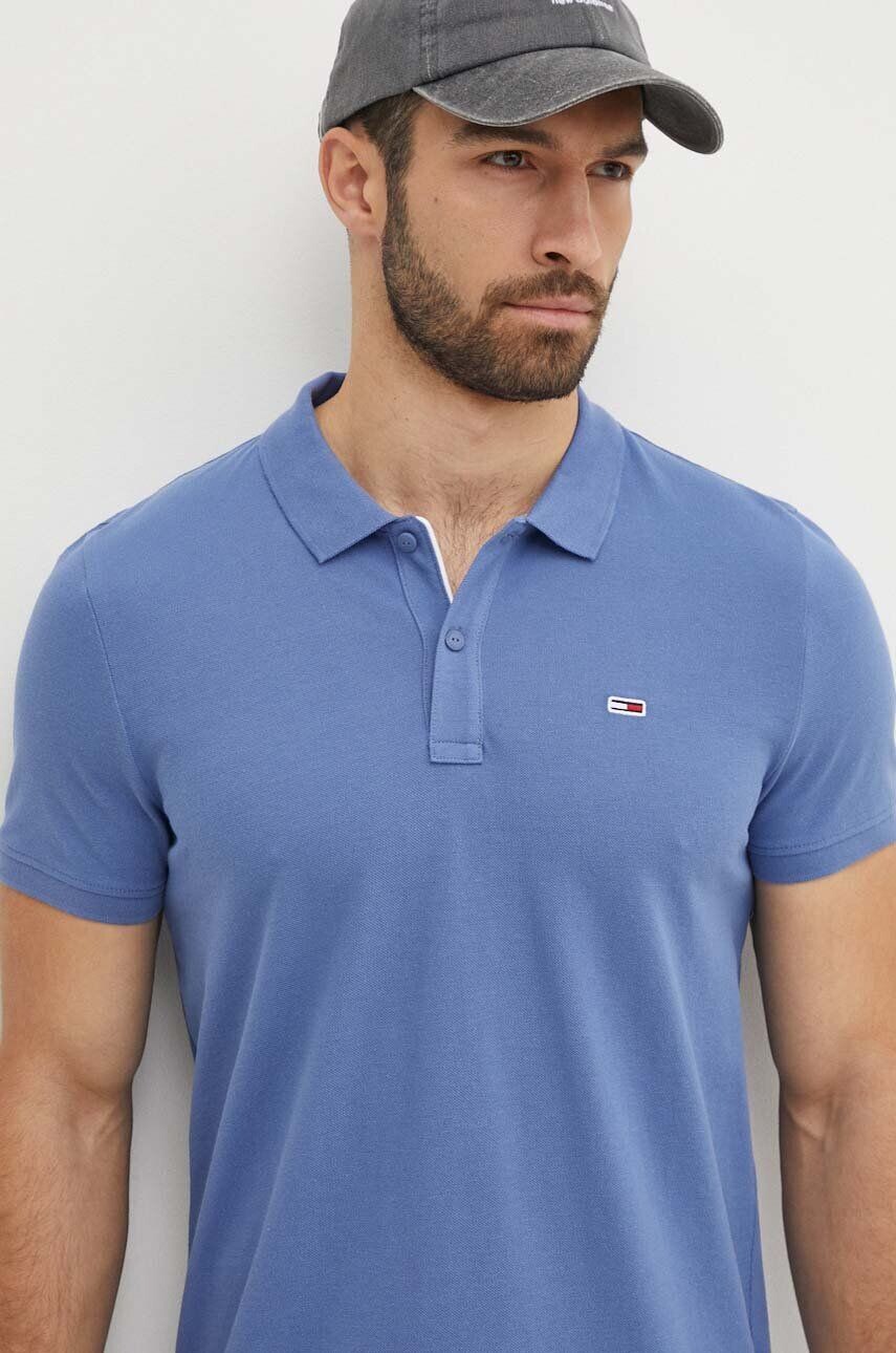 

Рубашка-поло Tommy Jeans из хлопка, синий