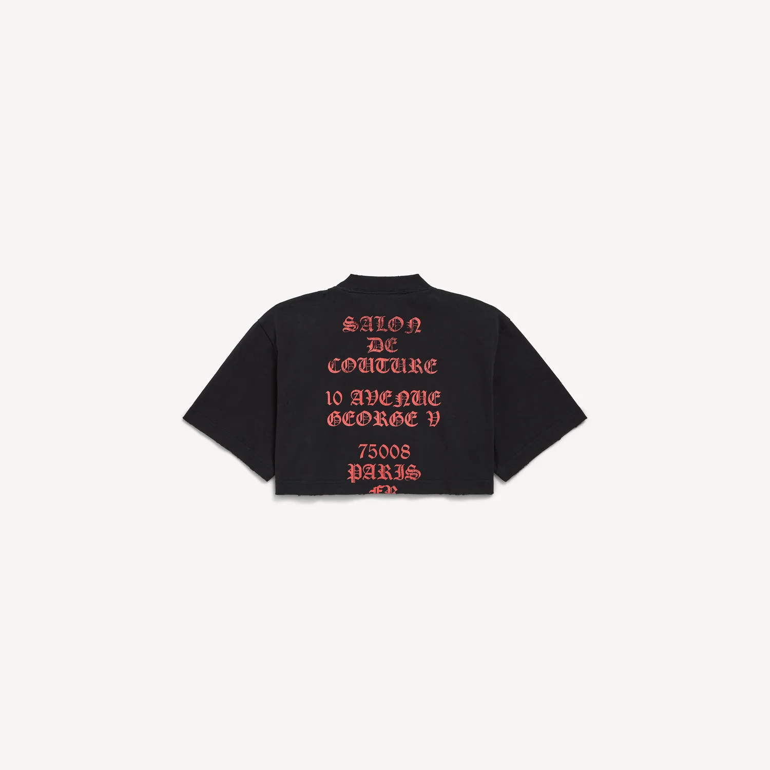 Женская укороченная футболка Balenciaga Sacré Cœur черного цвета — фото 2