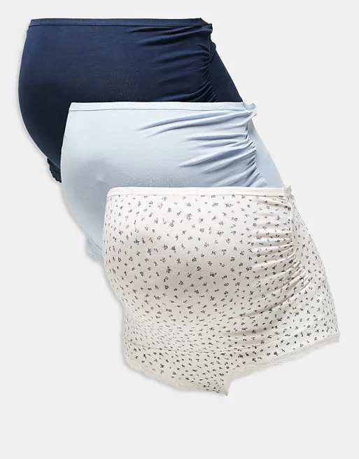 

Комплект из 3 бразильских трусов с принтом "пуанты" Lindex для беременных бело-синего цвета