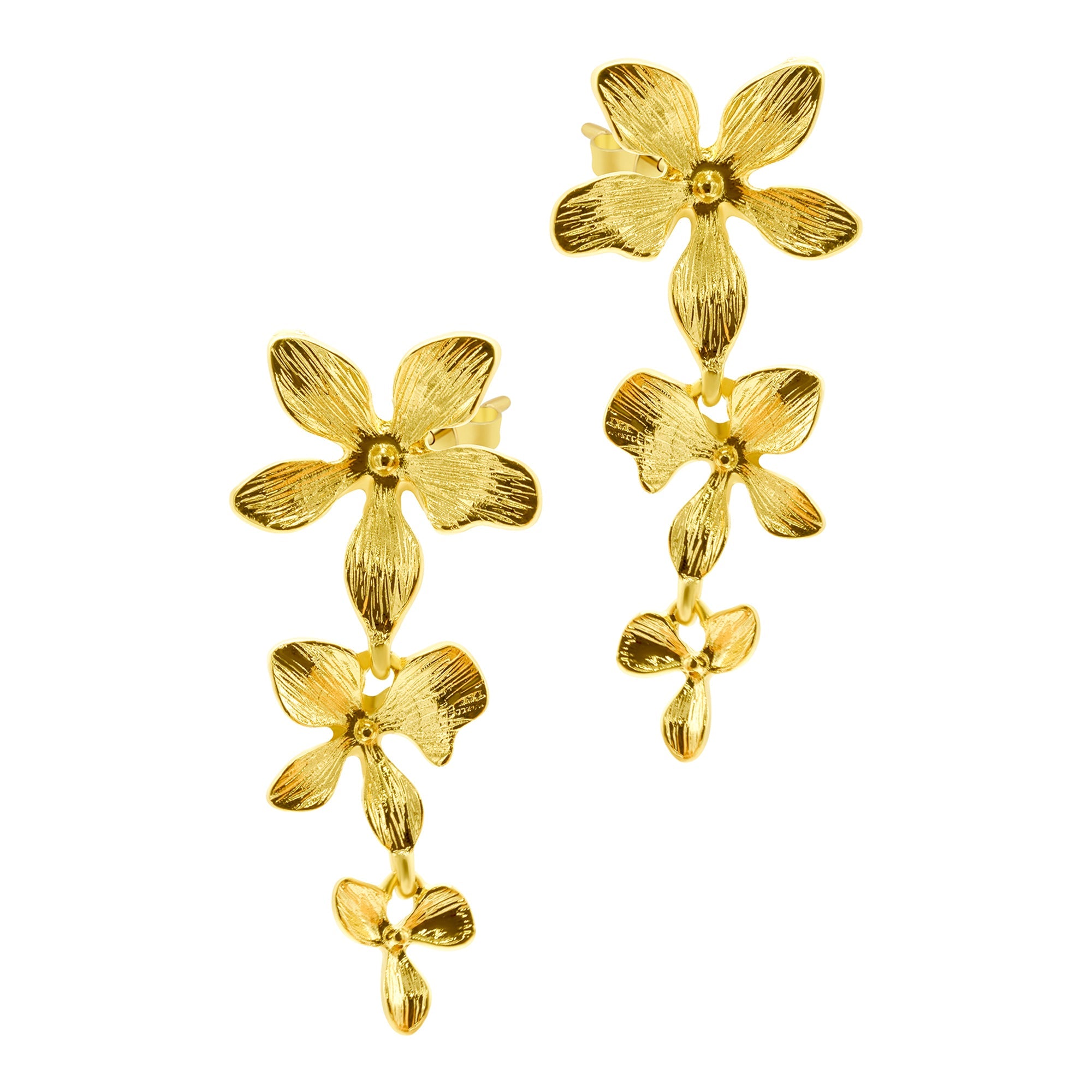 

Серьги-подвески с тремя лепестками, покрытые 14-каратным золотом Adornia, золотой