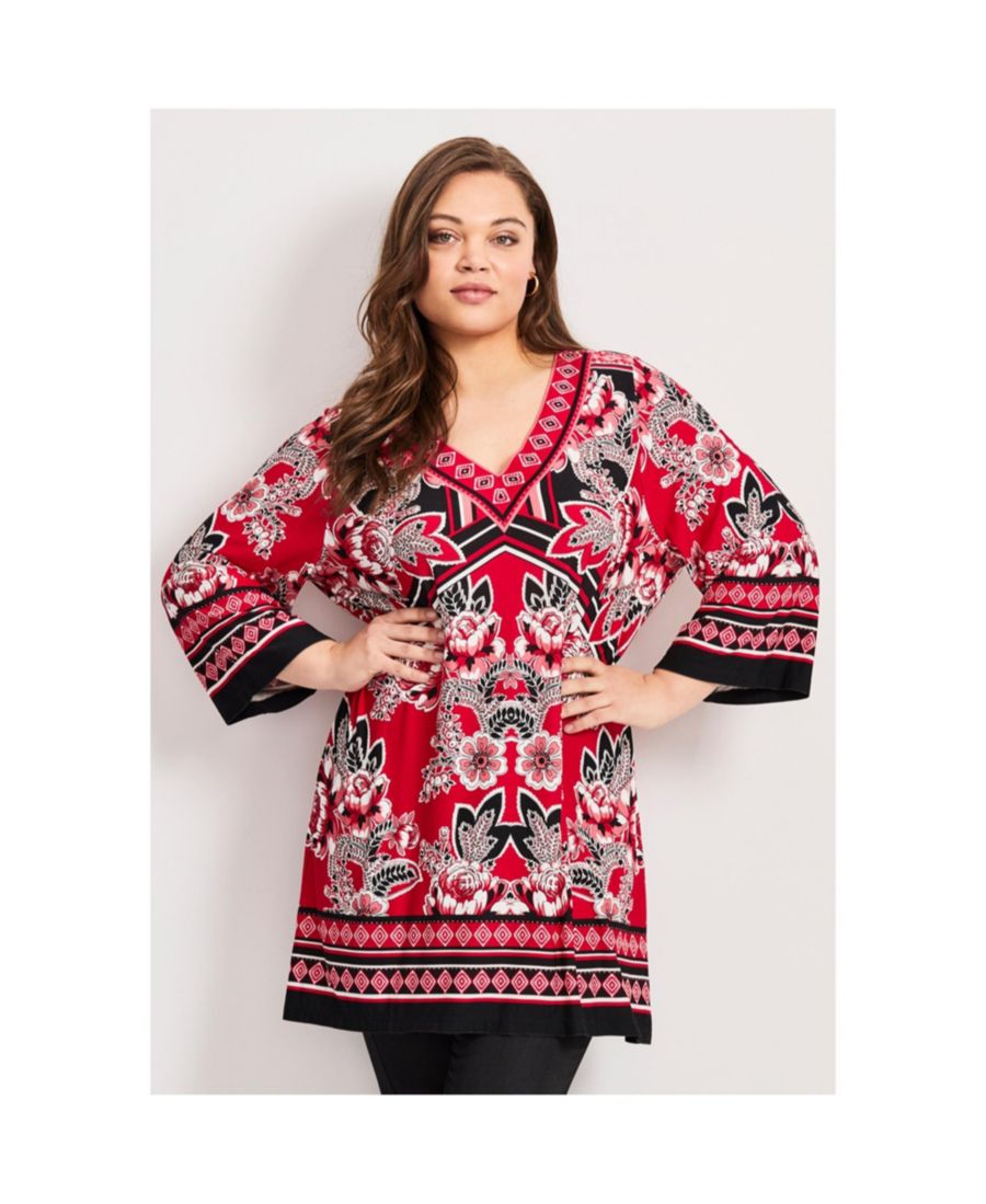 

Женская туника с принтом в виде шарфа AVENUE, Red scarf print