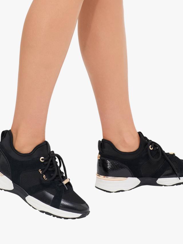 Темповые кроссовки на шнуровке из смесовой замши Carvela, Black — фото 2