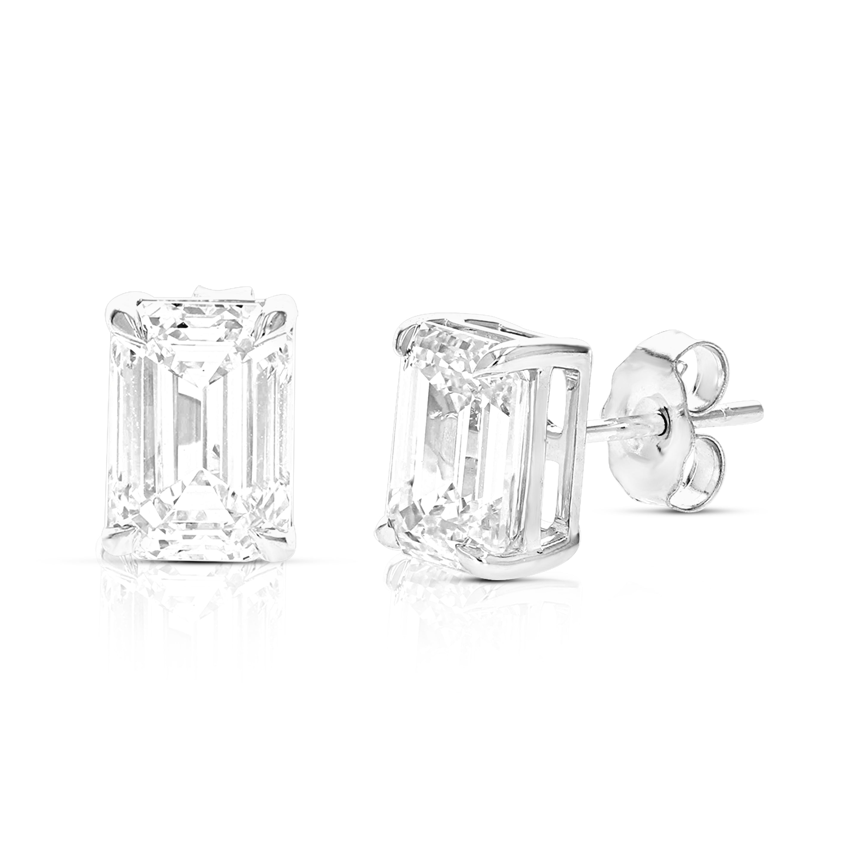 

Серьги-гвоздики с выращенными в лаборатории изумрудами 1,50 карата из 14-каратного золота с пуговицами для женщин Vir Jewels, белый