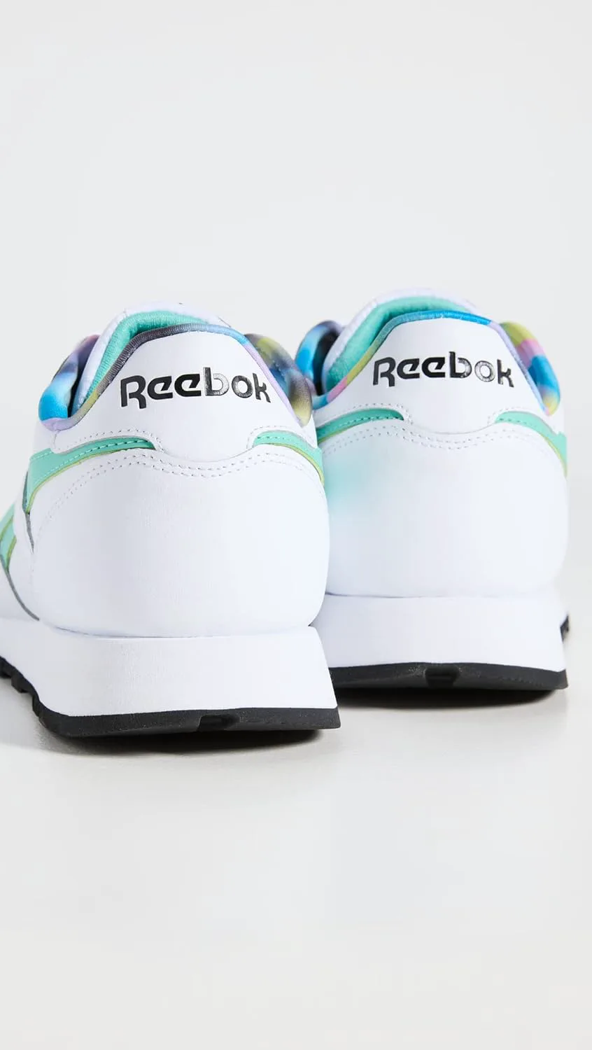 Reebok Классические кожаные кроссовки для взрослых, унисекс V1, белый/сиреневый — фото 3