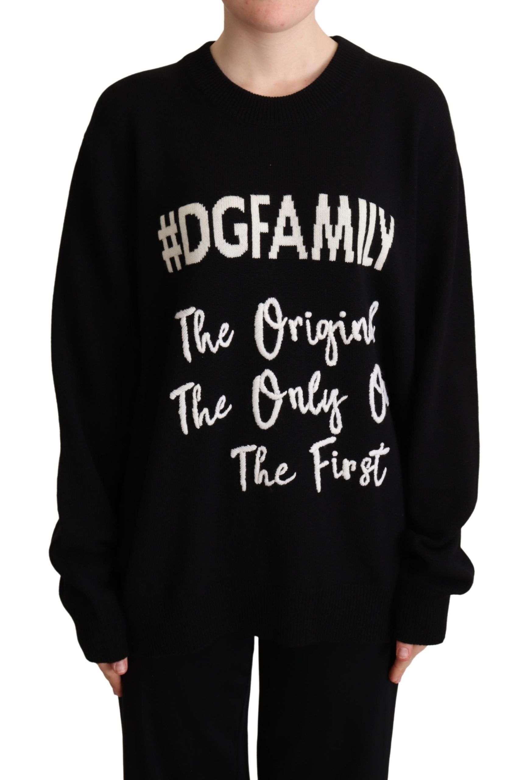 

Шикарный черный свитер с круглым вырезом из кашемира и шерсти Dolce & Gabbana