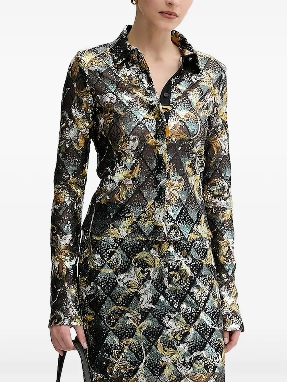 

Блузка, украшенная пайетками Versace Jeans Couture, черный