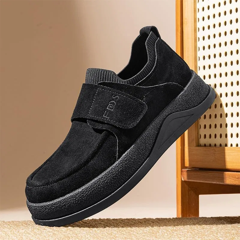 Лоферы мужские из замши с толстой подошвой, Black FmShi — фото 4