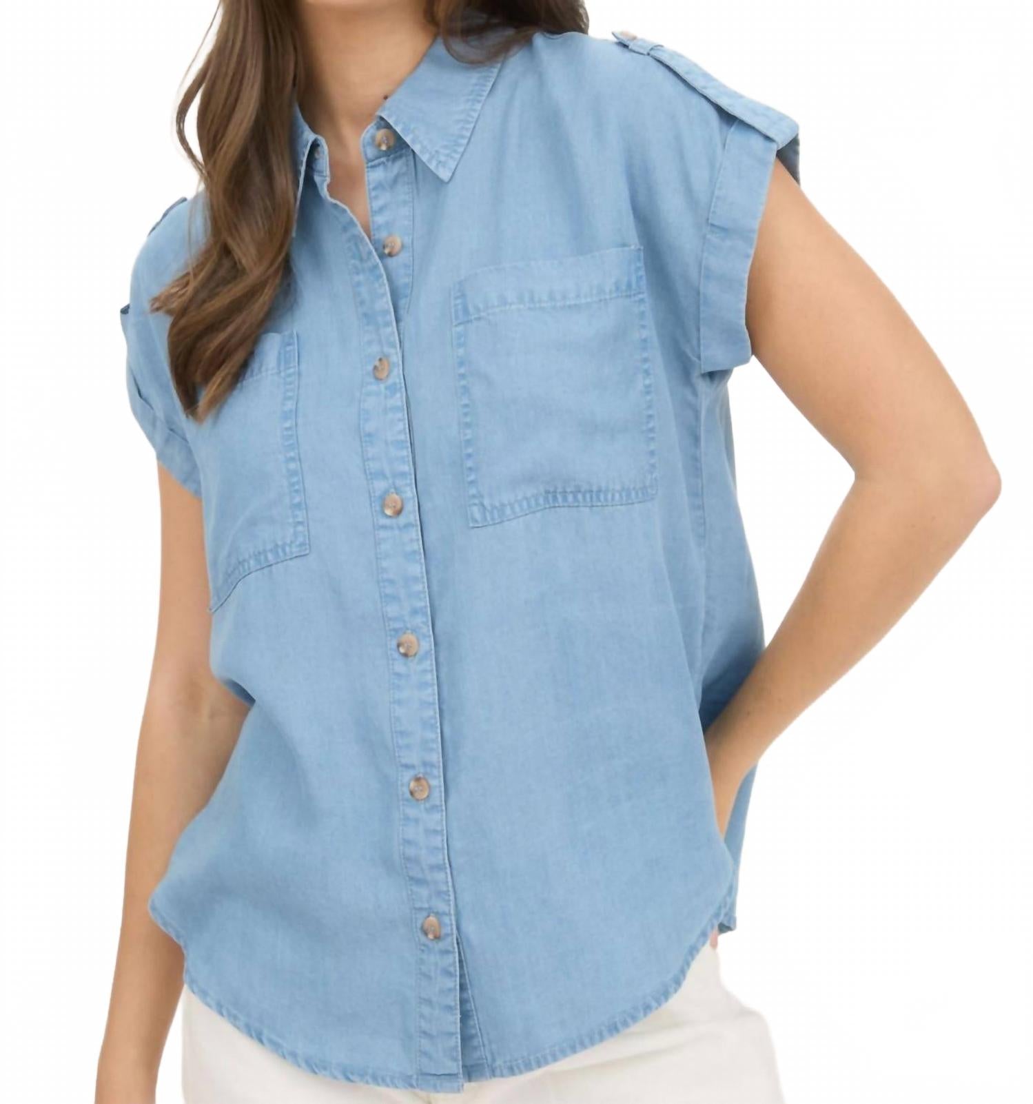 

Blu Pepper Рубашка для лагеря Leah Chambray, средний размер, синий