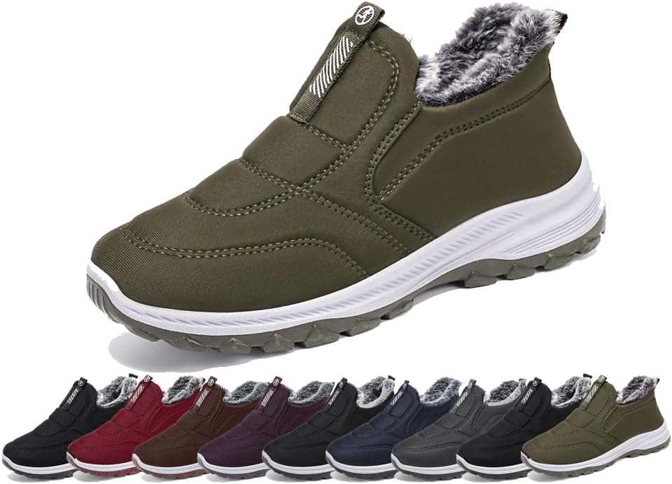 

Женские и мужские зимние ботинки, зимние походные слипоны, удобные теплые ботильоны на меху, легкие водонепроницаемые ботинки Generic, зеленый